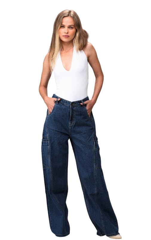 Women’s Baggy Baggy High Waist Wide Leg Jeans | Relaxed Fit Straight Denim Pants with Pockets | Casual Vintage Style Trousers