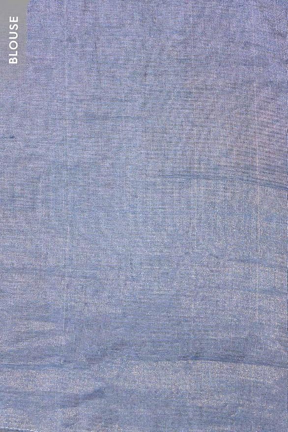 Taneira Women Grey Tissue Linen Embroidered Saree with Unstitched Blouse Piece (SABLBCHIC0101-Grey) - Image 4