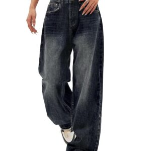 EMMIOL Women's 2026 Wide Leg Jeans Distress High Waist Stretchy Baggy Denim Pants Trousers Clothing
