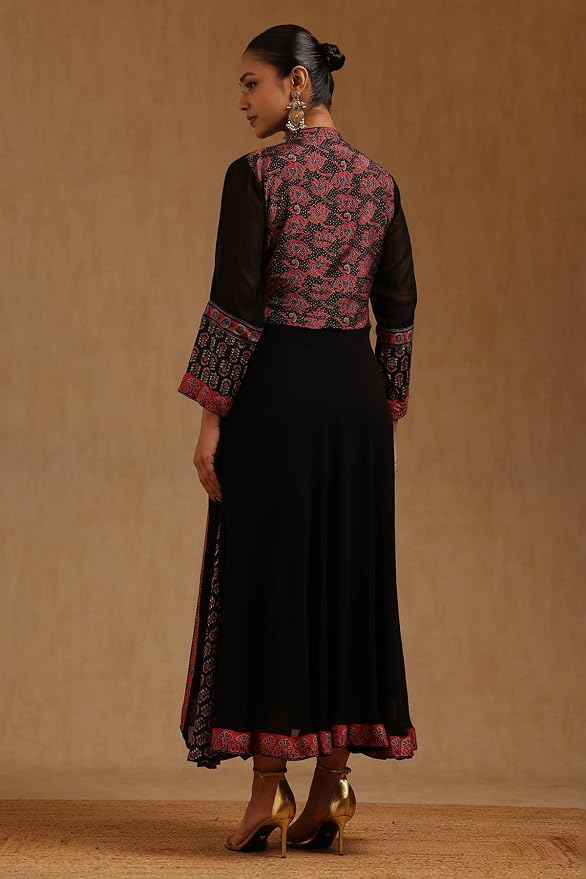 Soch Womens Georgette Floral Dress with Beads and Stones - Image 3