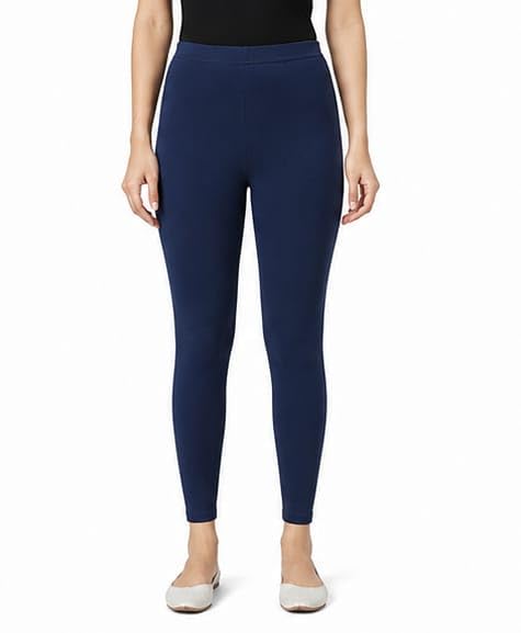 Women's Full Length Stretchable Legging, Cotton Blend, Solid, Skinny Fit, Casual Everyday Wear