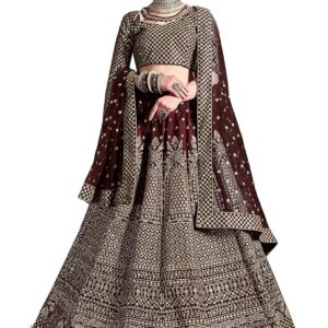 Zeel Clothing Women's Silk Semi-Stitched Lehenga Choli (7009-Wedding-Bridal-New)