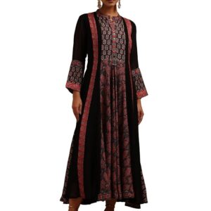 Soch Womens Georgette Floral Dress with Beads and Stones