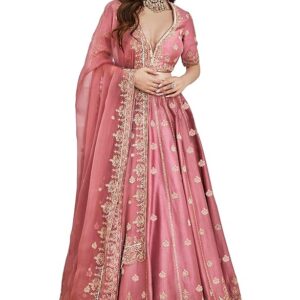 TRENDMALLS Women's Satin Embroidery Sequence Work Lehenga Choli Set with Dupatta For Women SemiStitch | Stylish Wedding Lehenga Choli for women