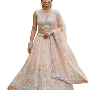 Womens Premium Designer Semi Stitched Lehenga Choli Set with Embroidery Sequins Work Traditional Ethnic Wear with Coordinated Blouse and Dupatta