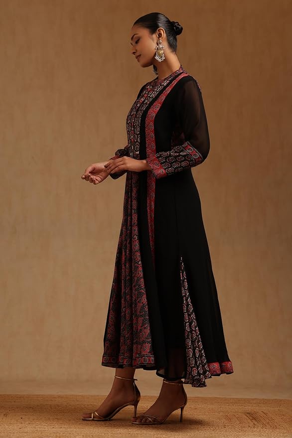 Soch Womens Georgette Floral Dress with Beads and Stones - Image 4