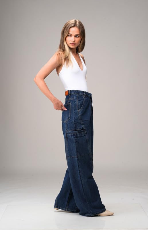 Women’s Baggy Baggy High Waist Wide Leg Jeans | Relaxed Fit Straight Denim Pants with Pockets | Casual Vintage Style Trousers - Image 5