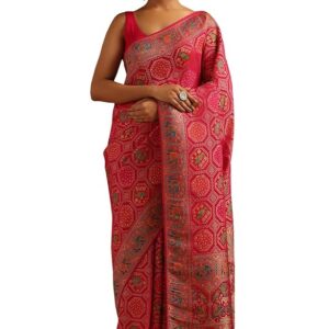 Soch Womens Georgette Bird Motifs Saree With Zari Woven