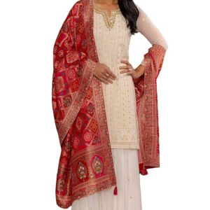 Soch Womens Georgette Embroidered Suit Set With Beads And With Stones