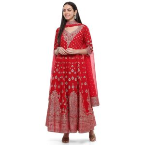 BIBA Women Silk Anarkali Printed Suit Set
