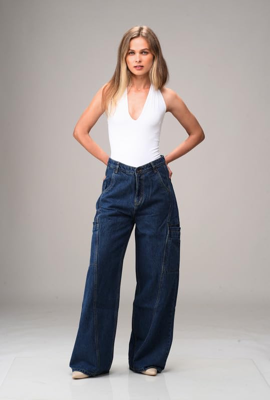 Women’s Baggy Baggy High Waist Wide Leg Jeans | Relaxed Fit Straight Denim Pants with Pockets | Casual Vintage Style Trousers - Image 7