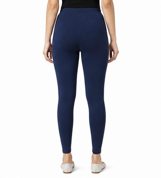 Women's Full Length Stretchable Legging, Cotton Blend, Solid, Skinny Fit, Casual Everyday Wear - Image 3