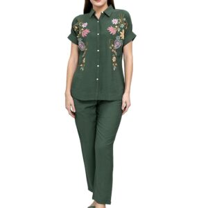 Monte Carlo Women's Regular Fit Embroidered Coordinate Set | Stylish Two Piece Outfit for Ladies | Elegant Western Co-Ord Dress (Pack of 1)